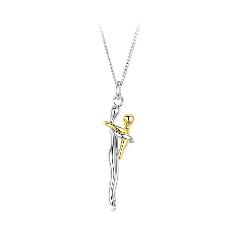 Steel Mother Child Pendant Necklace