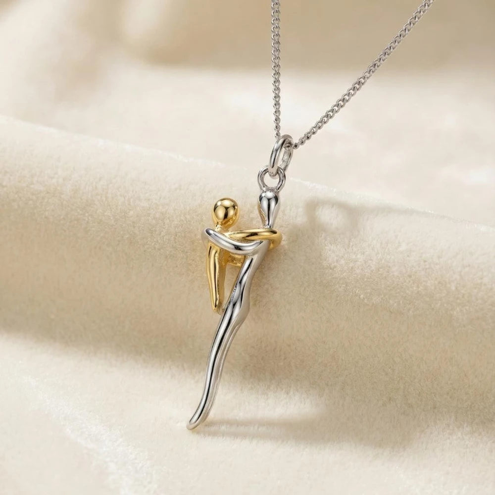 Steel Mother Child Pendant Necklace