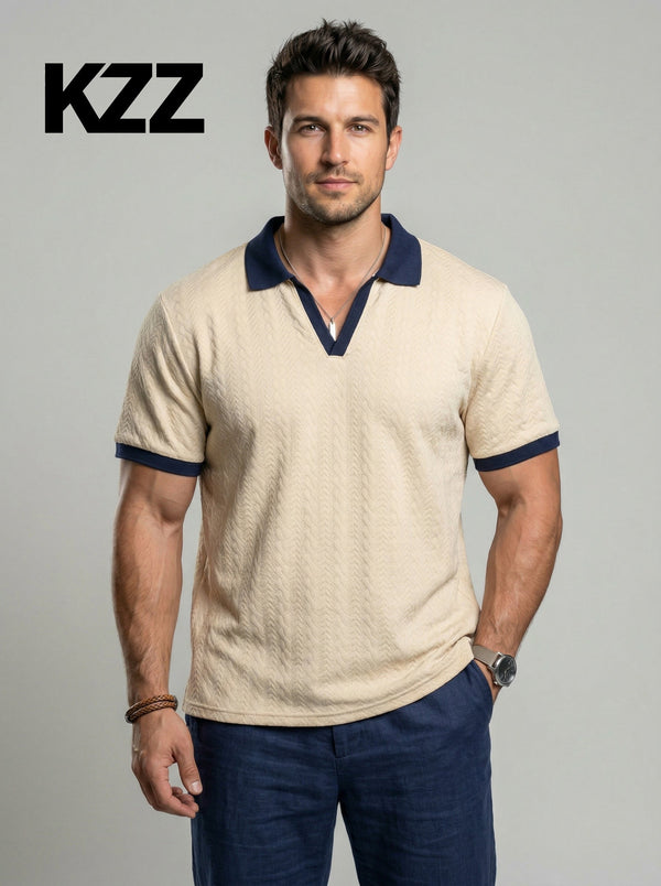 Textured Knit Polo T-Shirt