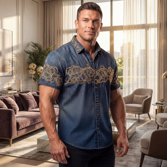 Luxe Denim Print Shirt