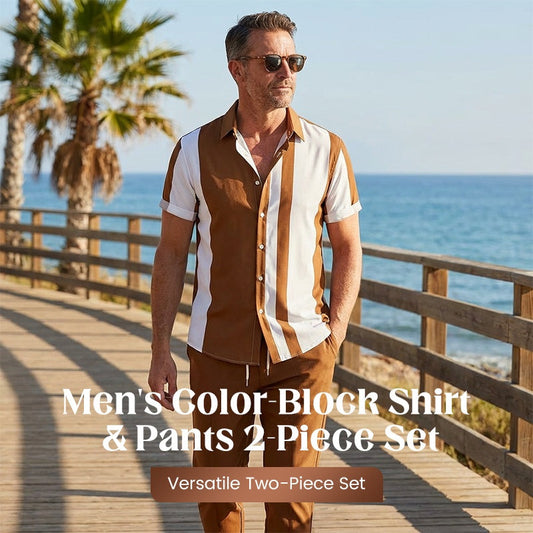 Colorblock Shirt and Pant Set