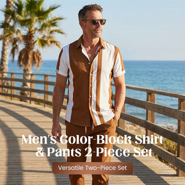 Colorblock Shirt and Pant Set